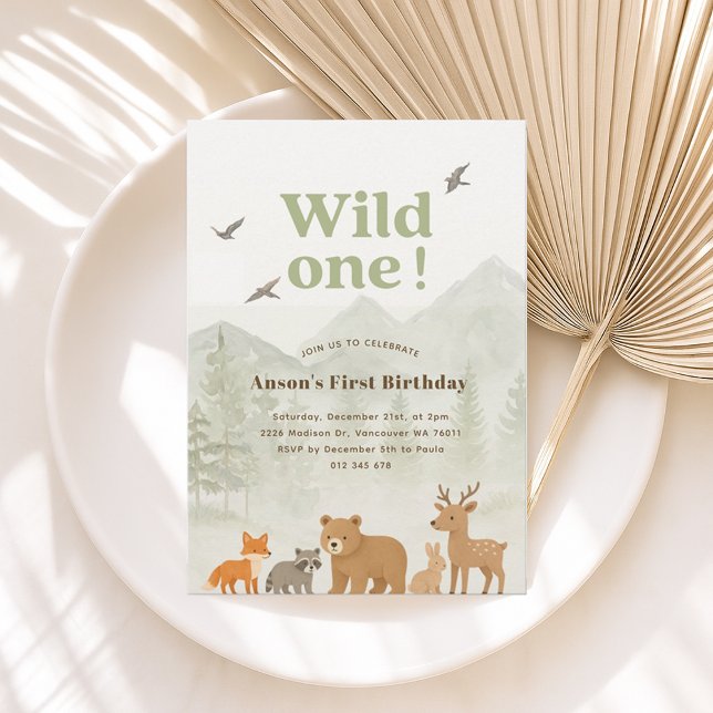 Invitación de cumpleaños de Wild One Woodland Einladung (Von Creator hochgeladen)