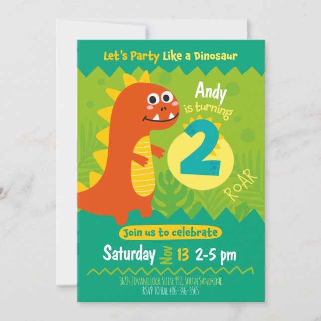 Invitación de cumpleaños dinosaurio einladung (Vorderseite)