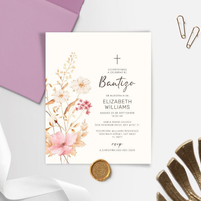 Invitación de Flores Silvestres para Bautizo (Von Creator hochgeladen)