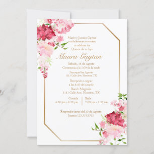 Invitación de quinceañera con marco rosa einladung