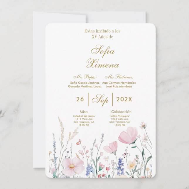 Invitación de quinceañera einladung (Vorderseite)
