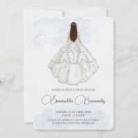 Invitación de quinceñera con vestido blanco