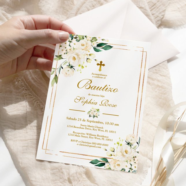 Invitación de Rosas Blancas para Bautizo Einladung (Von Creator hochgeladen)