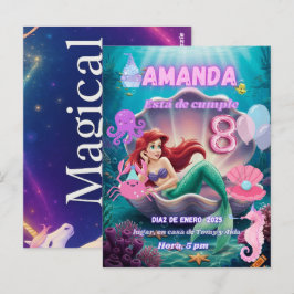 invitacion de Sirena Ariel brillante Postkarte