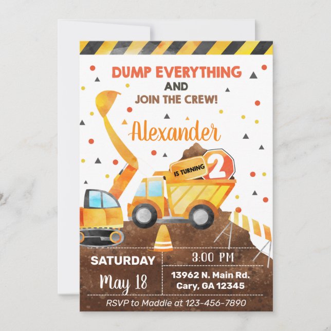 Invitación Dump everything, truck boy birthday inv Einladung (Vorderseite)