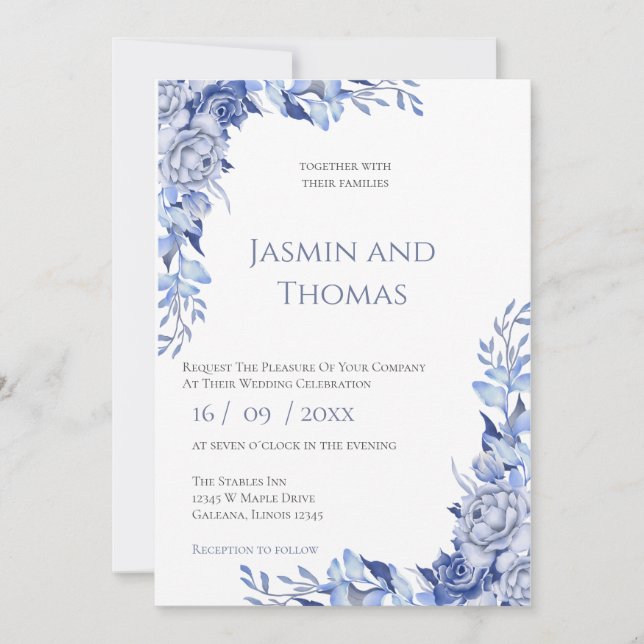 Invitación Elegant Floral Wedding Invitation Einladung (Vorderseite)