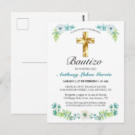 Invitación elegante del bautismo del muchacho del postkarte
