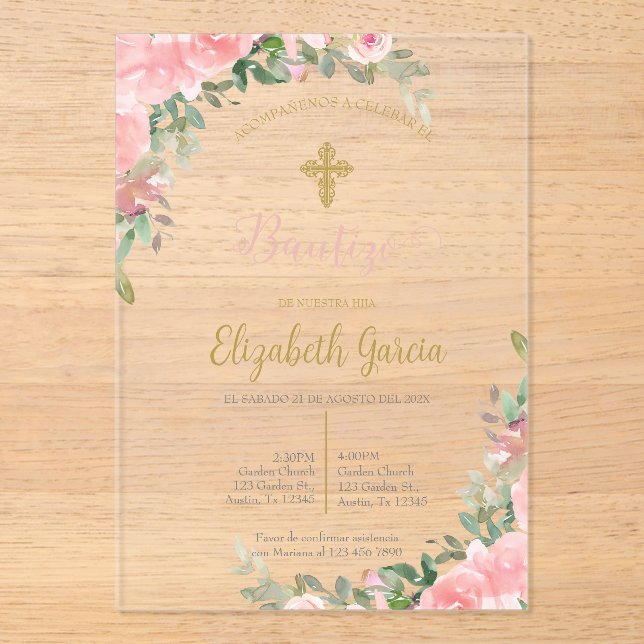 Invitación elegante para bautismo acryleinladungen (Vorderseite)