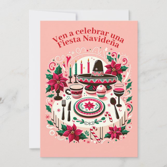 Invitación Fiesta Navideña Nochebuena Spanisch Einladung (Vorderseite)