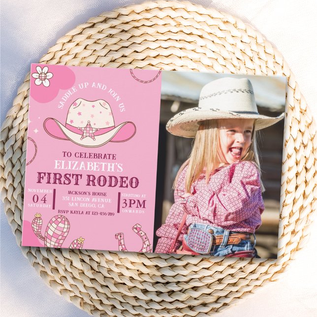 Invitación First Rodeo Birthday Girl Pink and whit Einladung (Von Creator hochgeladen)