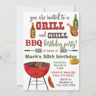 Invitación Grill & Chill BBQ birthday invitation. Einladung