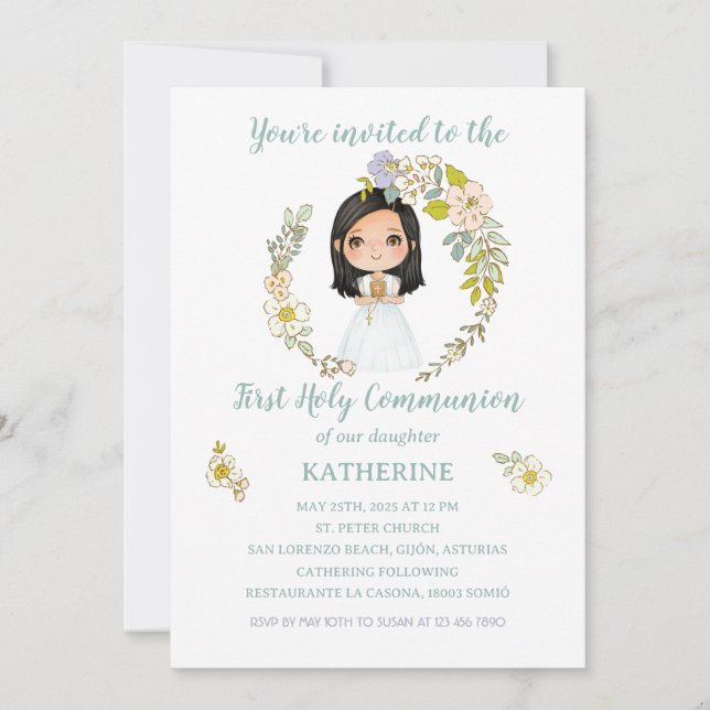 Invitación KATHERINE Primera Comunión Einladung (Vorderseite)