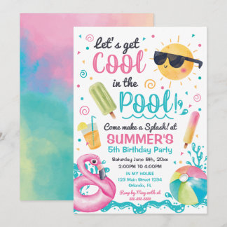 Invitación Let's get cool in the Pool birthday inv Einladung