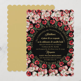 Invitación Matrimonio/Boda Floral Rosa-Rubor Negro Einladung