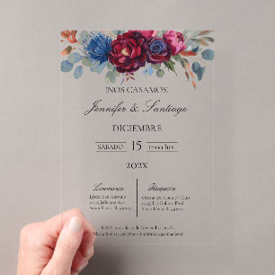 Invitación minimalista con flor Jewel para boda Acryleinladungen