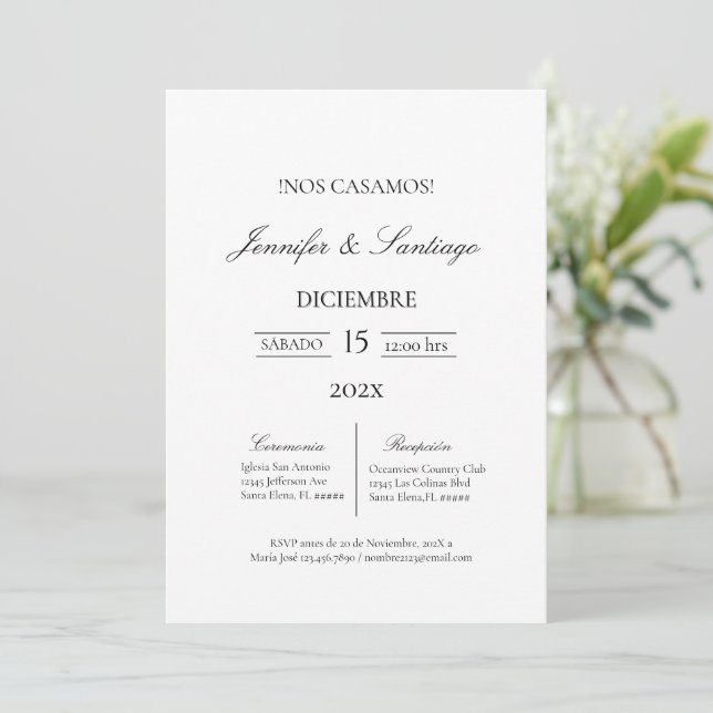 Invitación minimalista para boda einladung (Stehend Vorderseite)
