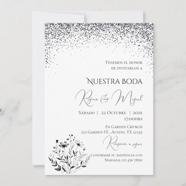 Invitación Minimalistic Spanish Wedding Invitation (Devant)