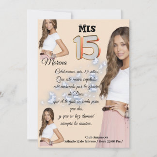 Invitación mis 15 rosa con foto einladung