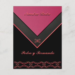 Invitación - Nuestra Boda - Negra, Rosa y naranja Einladung