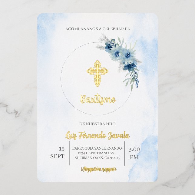Invitación para bautismo de niño folieneinladung (Vorderseite)
