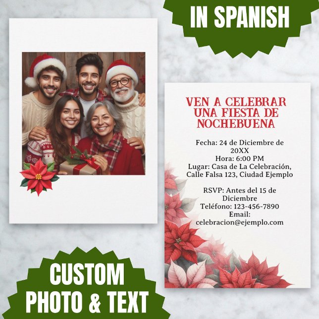 Invitación para Fiesta de Nochebuena con Foto Einladung (Invitación para Fiesta de Nochebuena con Foto Invitation)