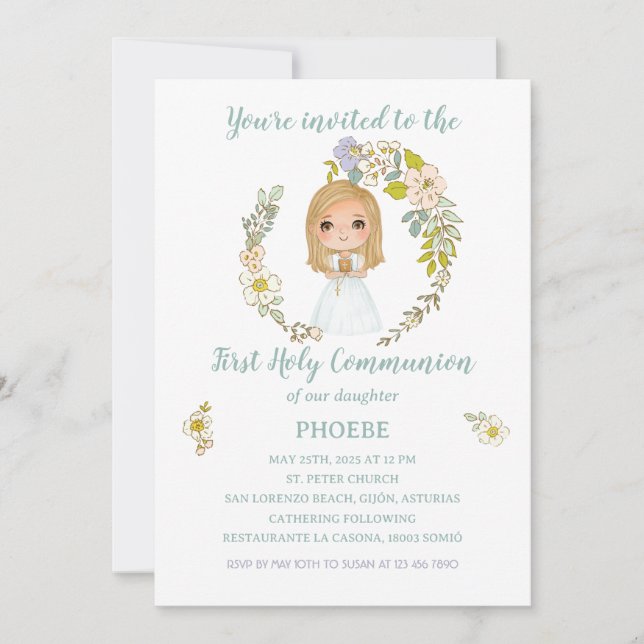 Invitación PHOEBE Primera Comunión Einladung (Vorderseite)