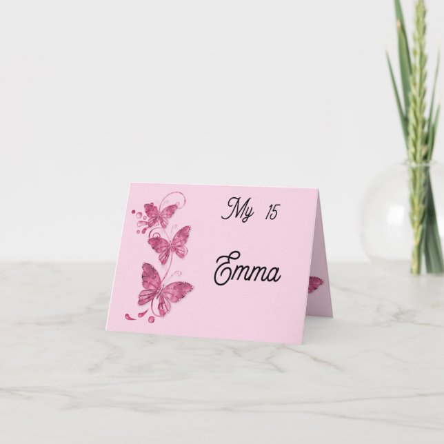 Invitación plegable quinceañera mariposas einladung (Vorderseite)