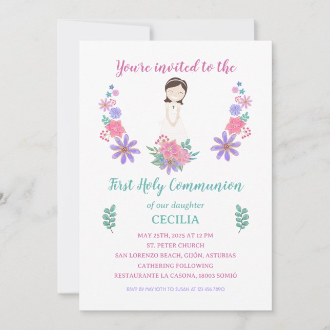 Invitación Primera Comunión CECILIA Einladung (Vorderseite)