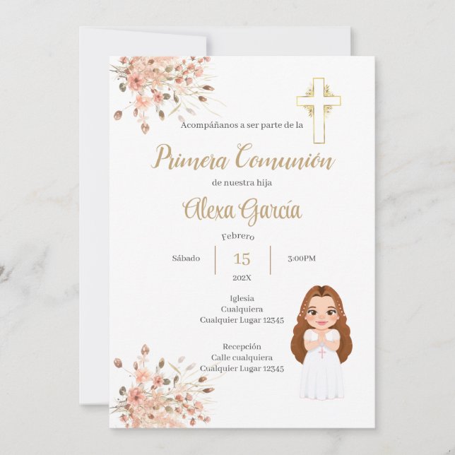 Invitación Primera Comunión Niña Einladung (Vorderseite)
