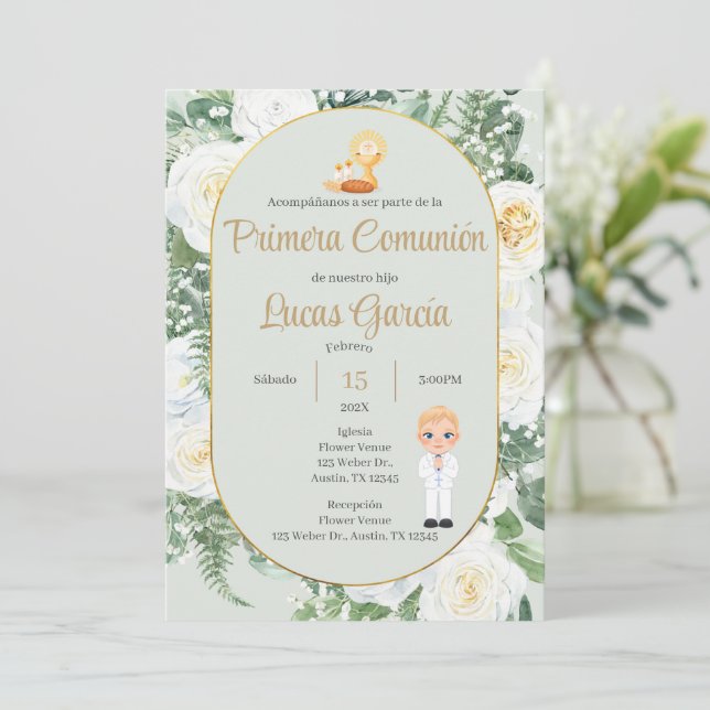 Invitación Primera Comunión Niño Einladung (Stehend Vorderseite)