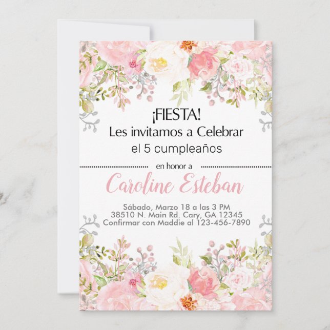 Invitación rosa rot blütenblütenblütendörfliche Bl Einladung (Vorderseite)