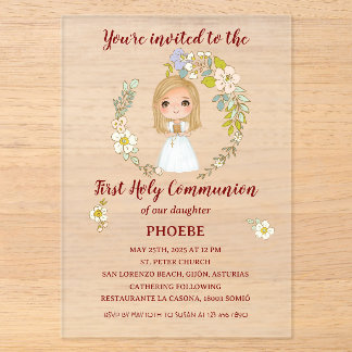 Invitación sobre acrílico PHOEBE Primera Comunión Acryleinladungen
