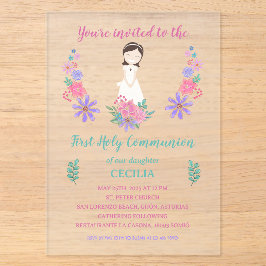 Invitación sobre acrílico Primera Comunión CECILIA Acryleinladungen