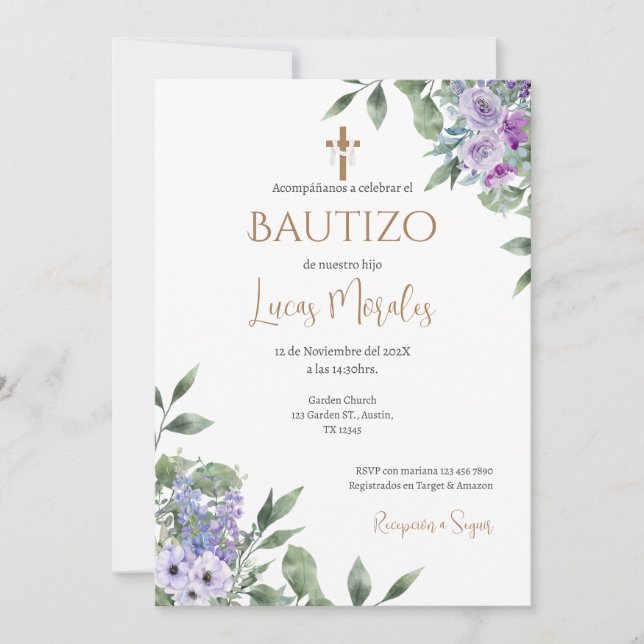 Invitación Spanish Baptism Boy invitation  Einladung (Vorderseite)