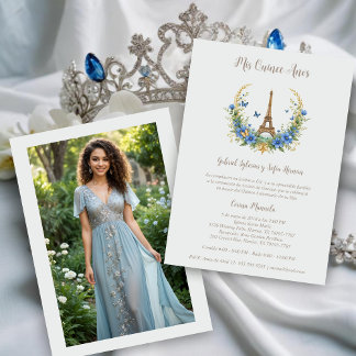 Invitación Spanish Quinceañera Romantic Eiffel Tow Einladung