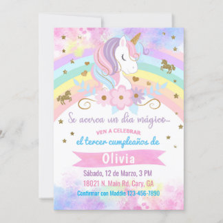 Invitación Unicorn head birthday invitation, Spani Einladung