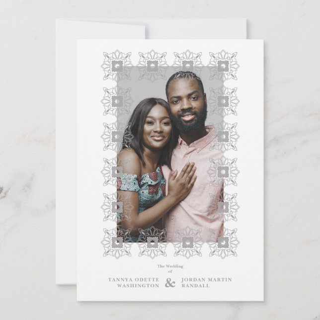 Invitación Wedding Grey Fancy Ornament Lace Effect Einladung (Vorderseite)