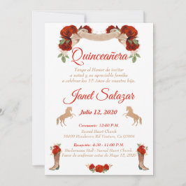 Invitaciones charro Quinceañera Charra Red Einladung