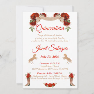 Invitaciones charro Quinceañera Charra Red Einladung