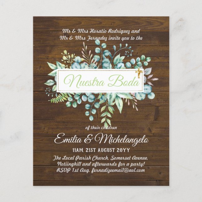 Invitaciones De Boda Baratas HOJAS Modernas (Vorderseite)