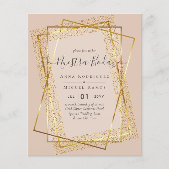 Invitaciones de Boda, spanisches Budget für Hochze Flyer (Vorne)