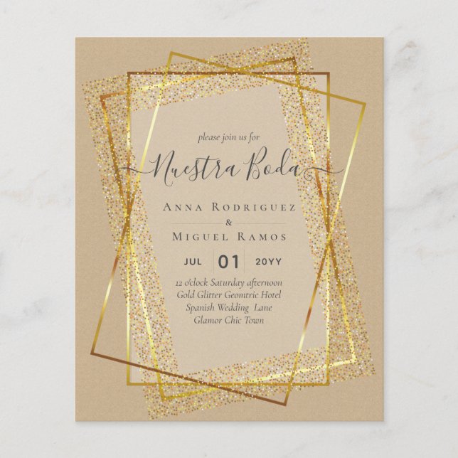 Invitaciones de Boda, spanisches Budget für Hochze Flyer (Vorne)