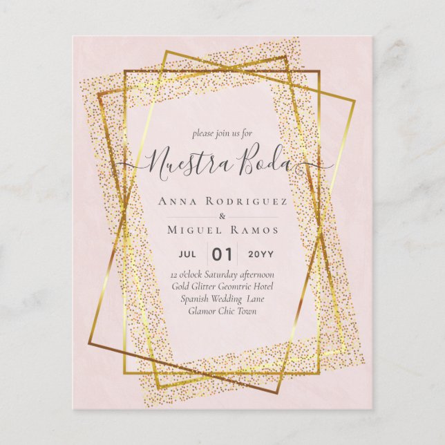 Invitaciones de Boda, spanisches Budget für Hochze Flyer (Vorne)