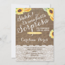 Invitaciones para fiesta sorpresa con girasol einladung