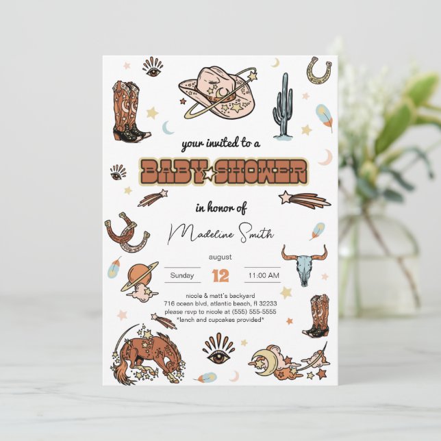 Invitation С de Western Rodeo Baby shower de owboy (Debout devant)