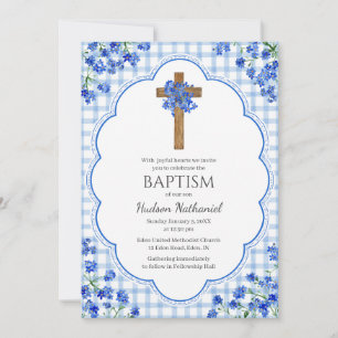 Invitation 003 Conception de Croix Rustique Fleur de Cobalt B