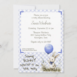 Invitation 004 Bleu Indigo • Fête de Bébé Some Bunny Spécial