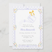 005 Arrosoir en vichy lavande pour Baby Shower