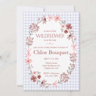 Invitation 005 Iris Fleur Sauvage Violette Ruban Gingham Baby