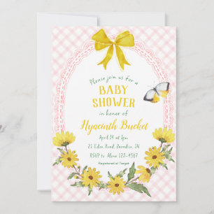 Invitation 008 Blush Fleur de Tournesol Jaune Arc Ruban Vichy